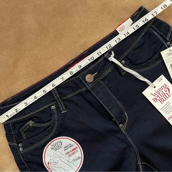 Royalty For Me Wanna Betta Butt? Dark Blue Stretch Slim Fit Anklet Jeans Size 12 - Picture 9 of 16